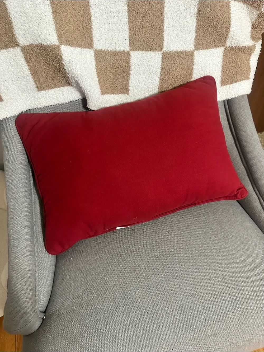 Vintage tapestry Season's Greetings Red Holiday Cookie Pillow